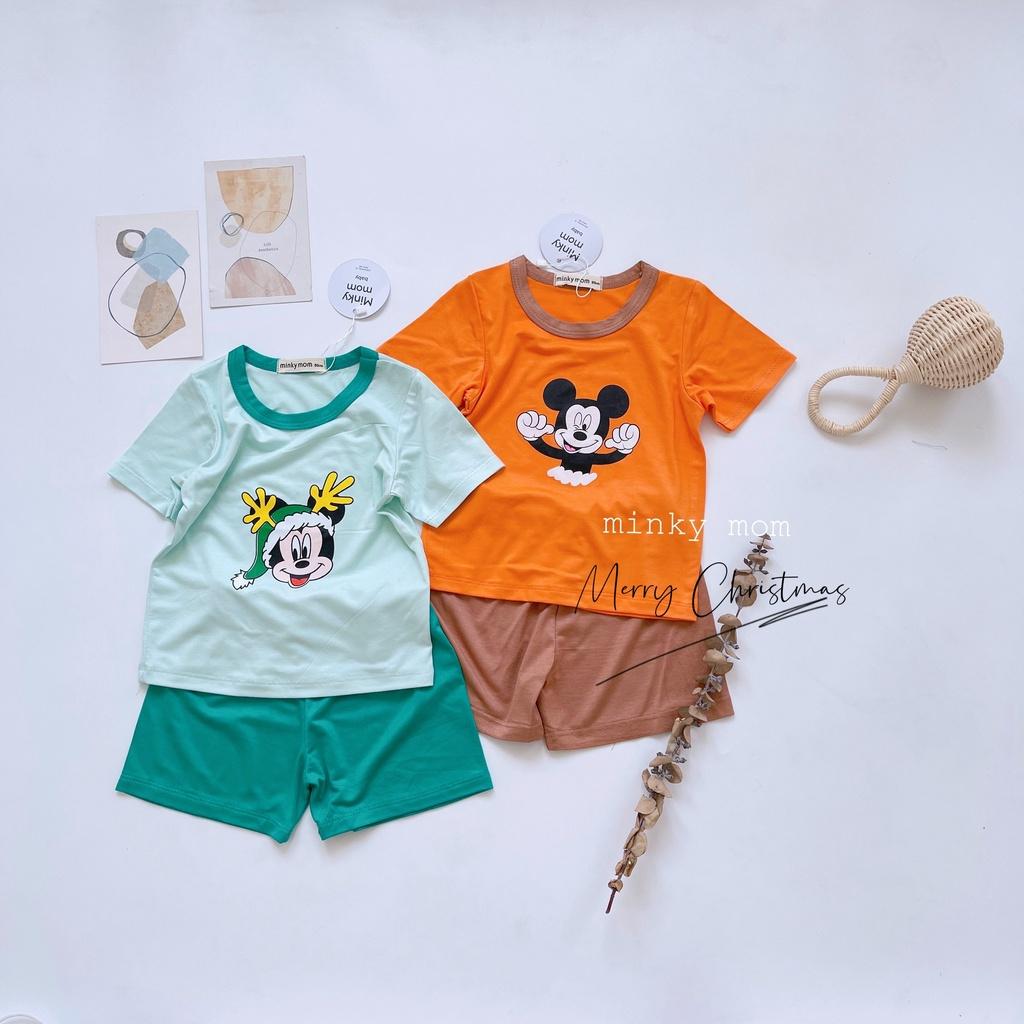 Bộ ngắn tay thun lạnh Mickey Noel Minky Mom cho bé trai bé gái từ 7-32kg - Hàng chuẩn loại 1