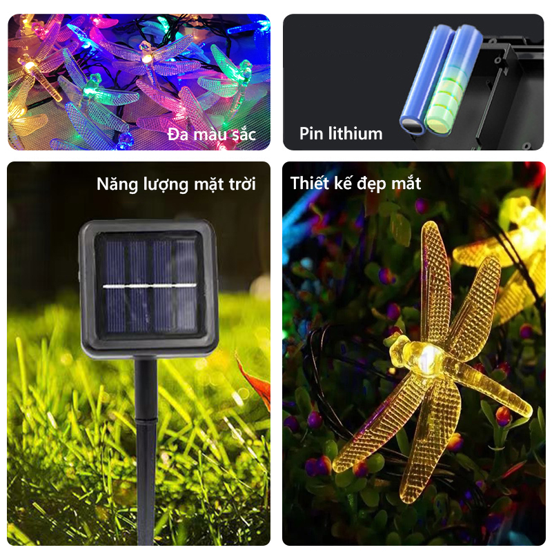 Đèn trang trí năng lượng mặt trời Chuồn chuồn, tích kiệm điện, bóng siêu sáng, chống thấm nước - DA3090