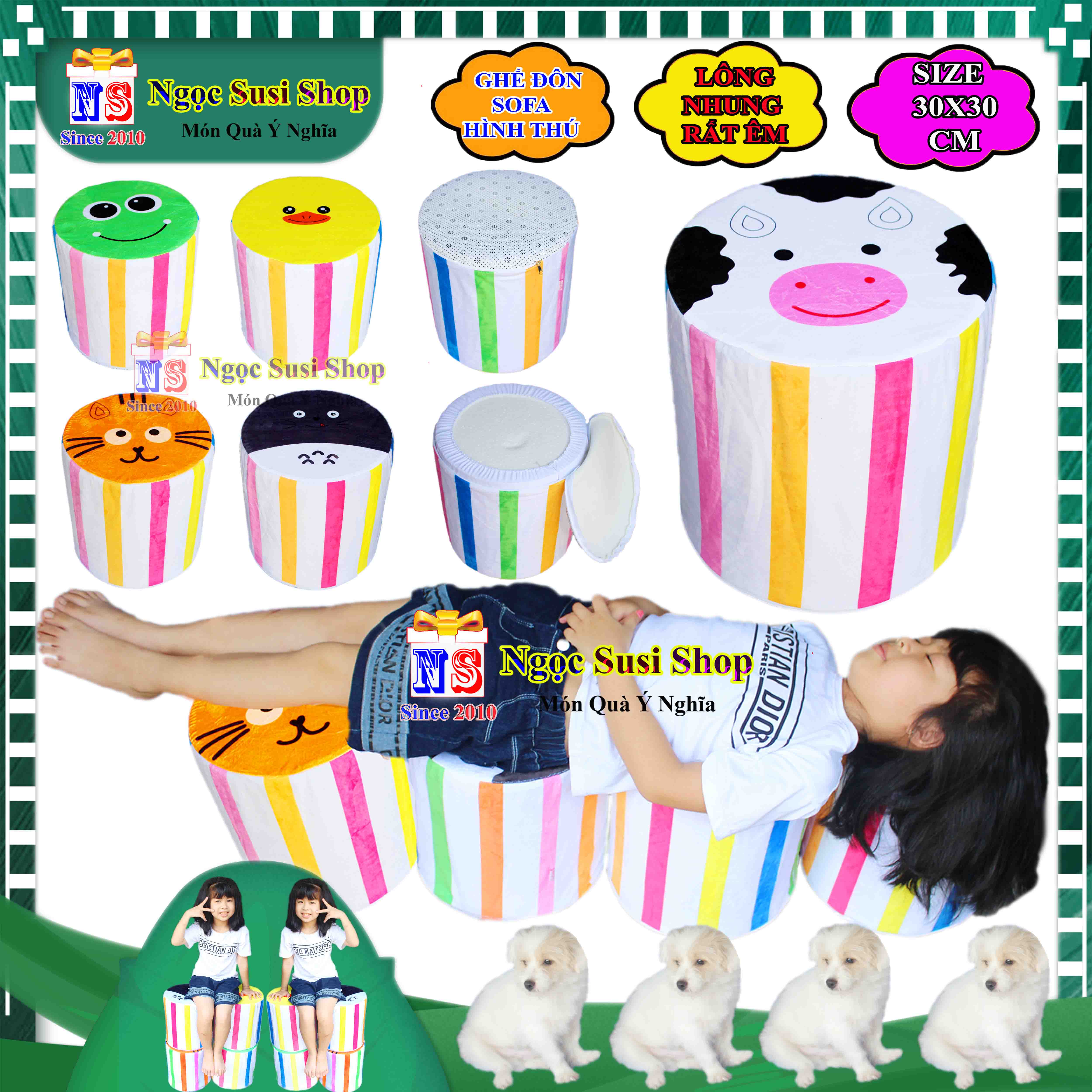 GHẾ ĐÔN GHẾ SOFA HÌNH THÚ BỌC NHUNG SIÊU NHẸ RẤT ÊM SIÊU ĐẸP - DÙNG TRANG TRÍ DECOR SHOP PHÒNG KHÁCH