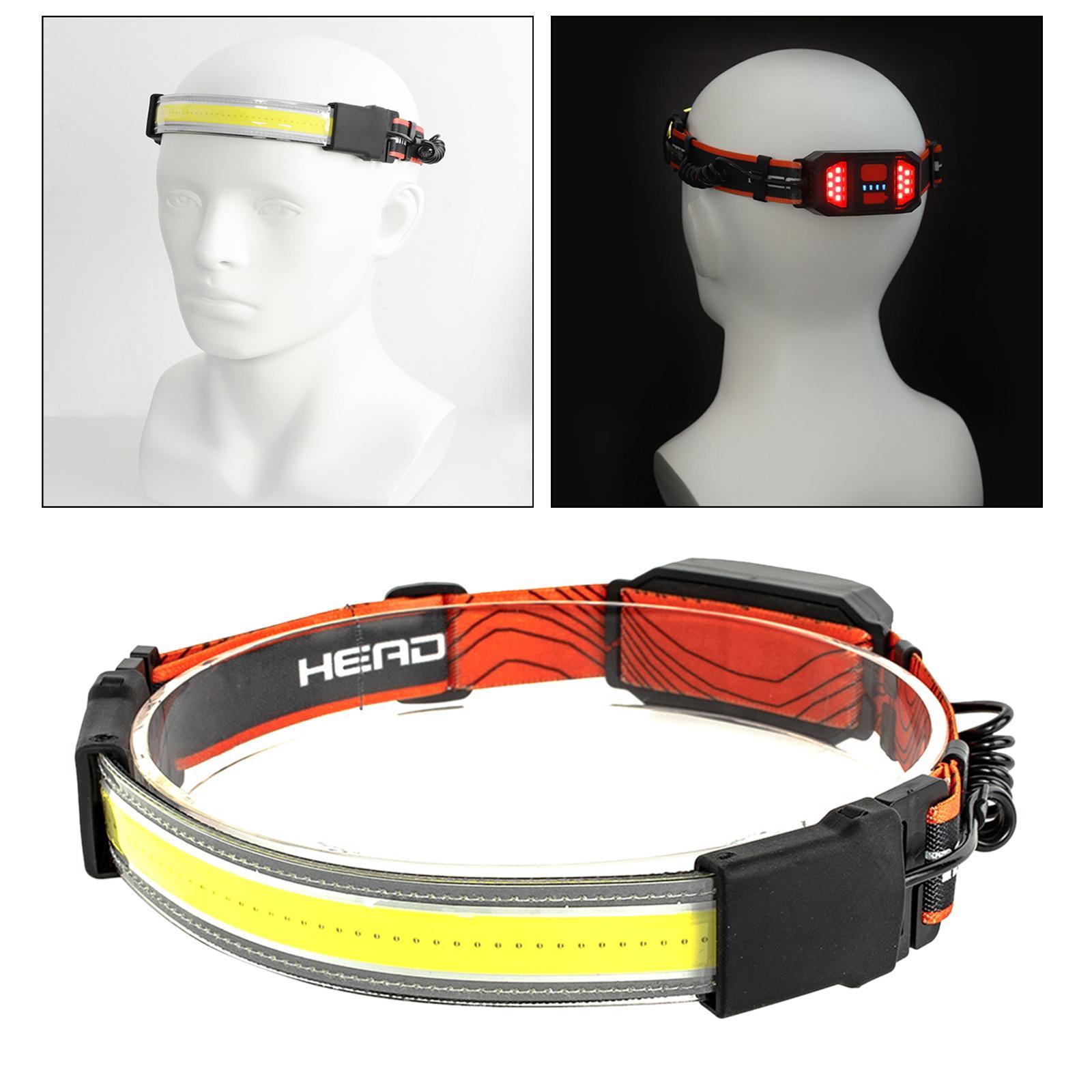 2x Bright USB COB+LED Elastic Head Band Headlamp Torch Floodlight Rechargeable