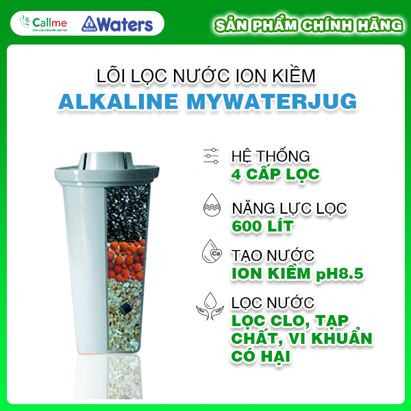 [Hàng nhập khẩu] Lõi lọc ion kiềm Alkaline Hàn Quốc dùng cho bình Lọc Nước Ion Kiềm MyWaterJug 1.5L - Lọc Clo, tạp chất và vi khuẩn có hại trong nước