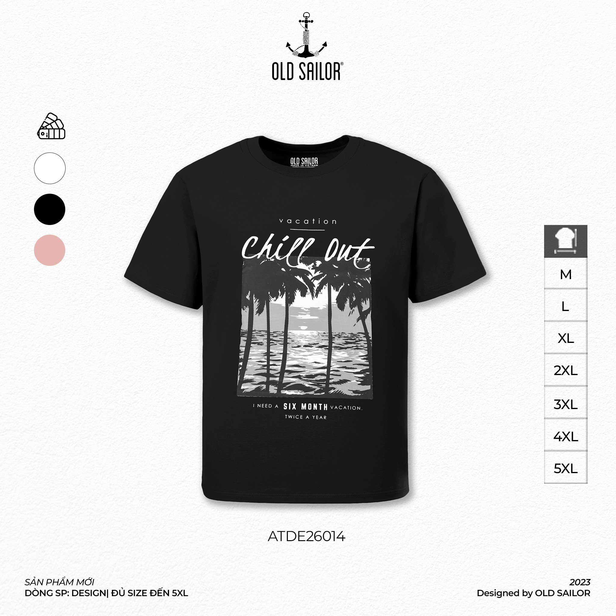 Áo thun nam in họa tiết Old Sailor - O.S.L CHILL OUT TEE - 26014 - Big size upto 5XL