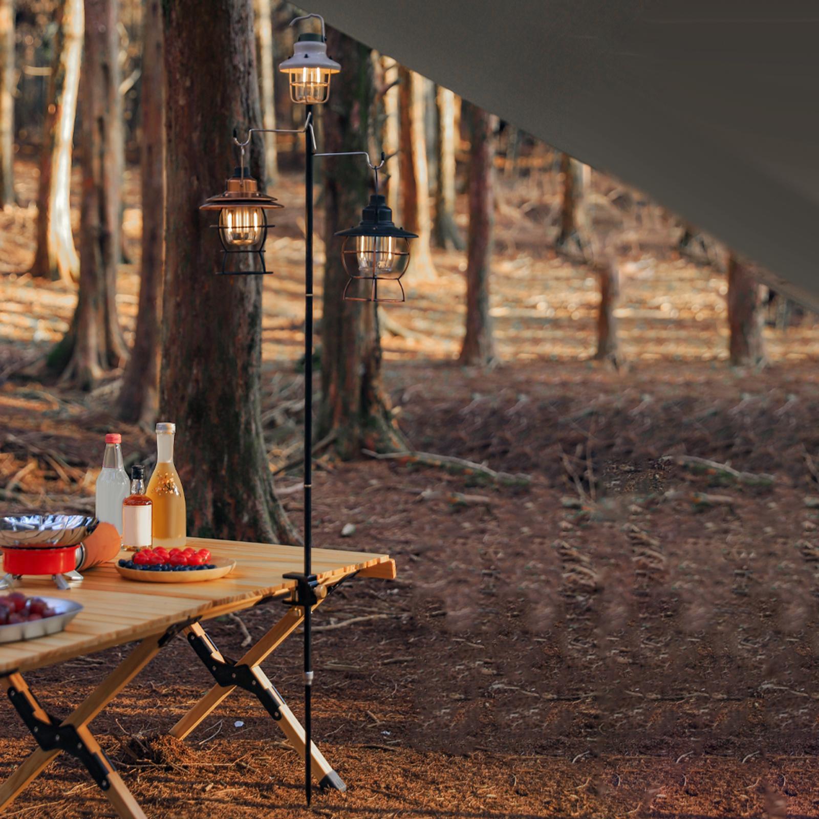 Camping Lantern Stand, Light Stand Hanger, Foldable Portable Aluminum Lantern Pole Hanger, Light Holder for Outdoor Hiking Garden BBQ Fishing