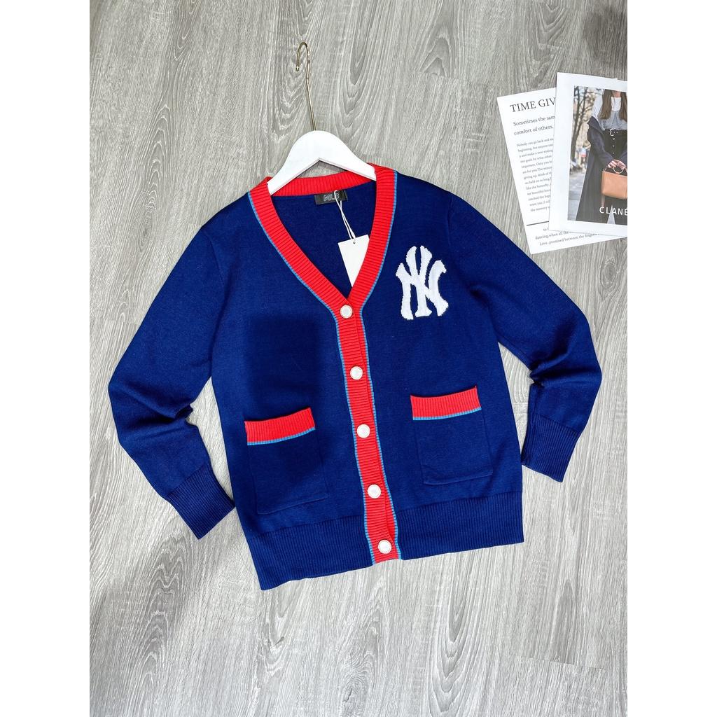 Áo khoác Cardigan họa tiết NY phối viền Quảng Châu cao cấp, Cadigan len dệt kim dày dặn thương hiệu thời trang D&amp;R L039