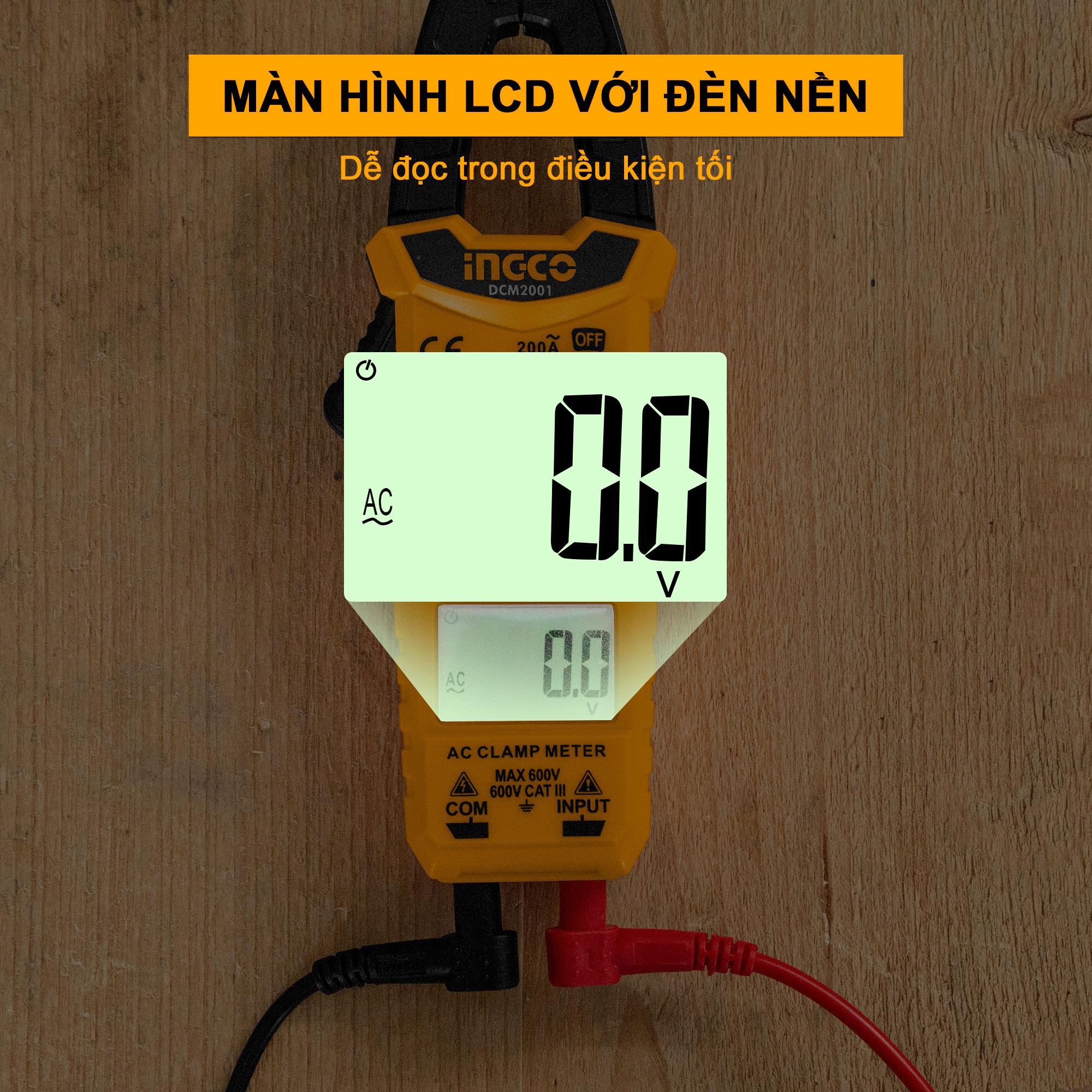 Ampe kìm đo AC kỹ thuật số Ingco DCM2001