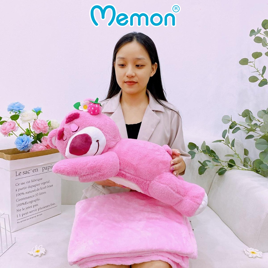 Bộ Chăn Mền Lotso Tai Dâu Nằm Cao Cấp Memon