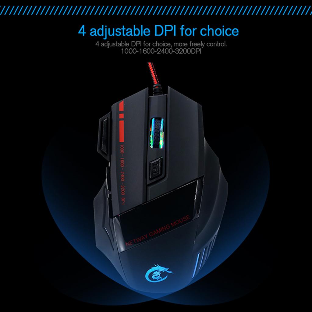 5500DPI 7 Buttons LED USB Optical Wired Gaming Mouse for Pro Gamer Computer