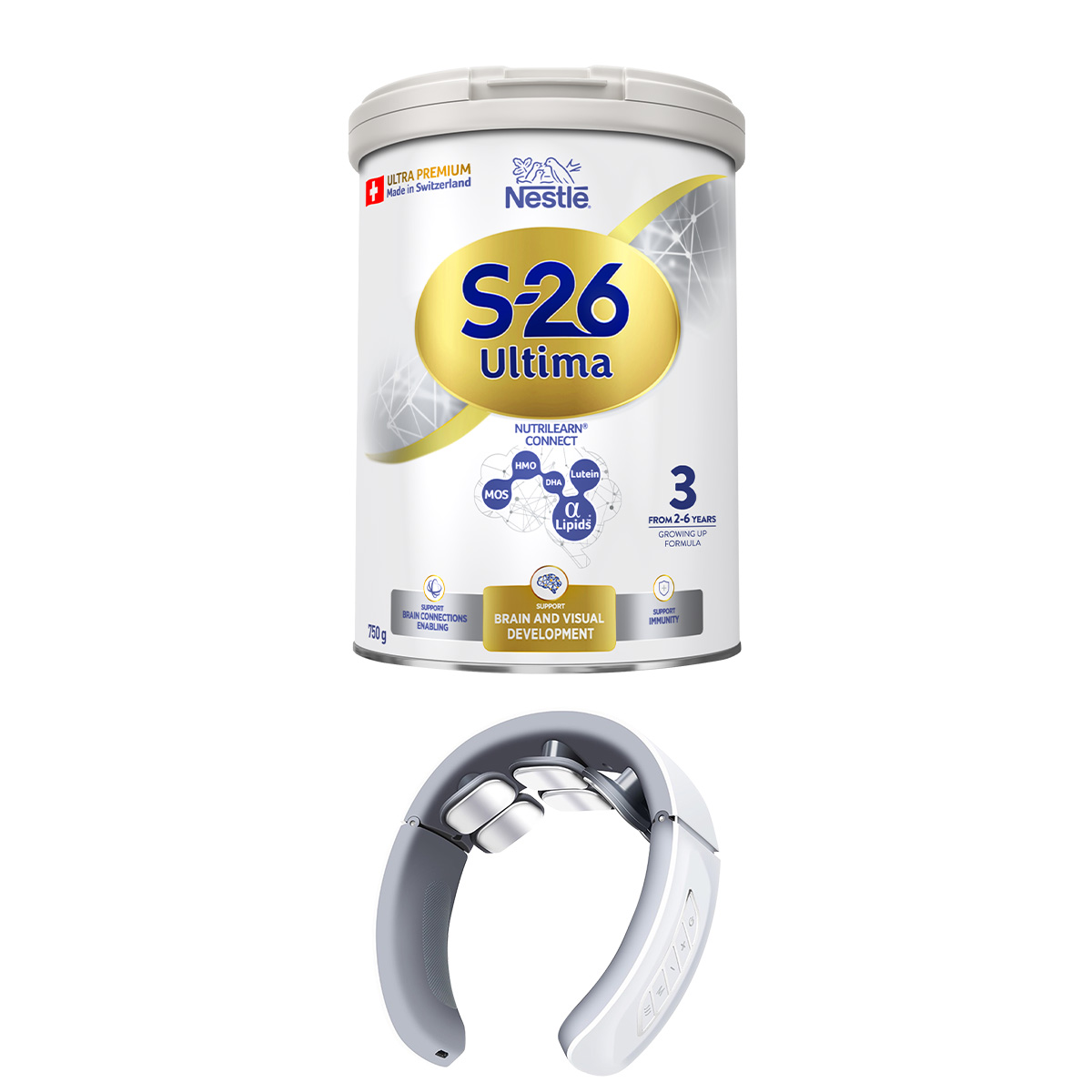 Sữa Bột Nestlé S-26 ULTIMA 3 (S26) 750G từ Thụy Sỹ độc quyền tăng tốc độ kết nối não bộ 2,5 lần với NUTRILEARN CONNECT   Tặng ​Máy massage cổ​ (2-6 tuổi)