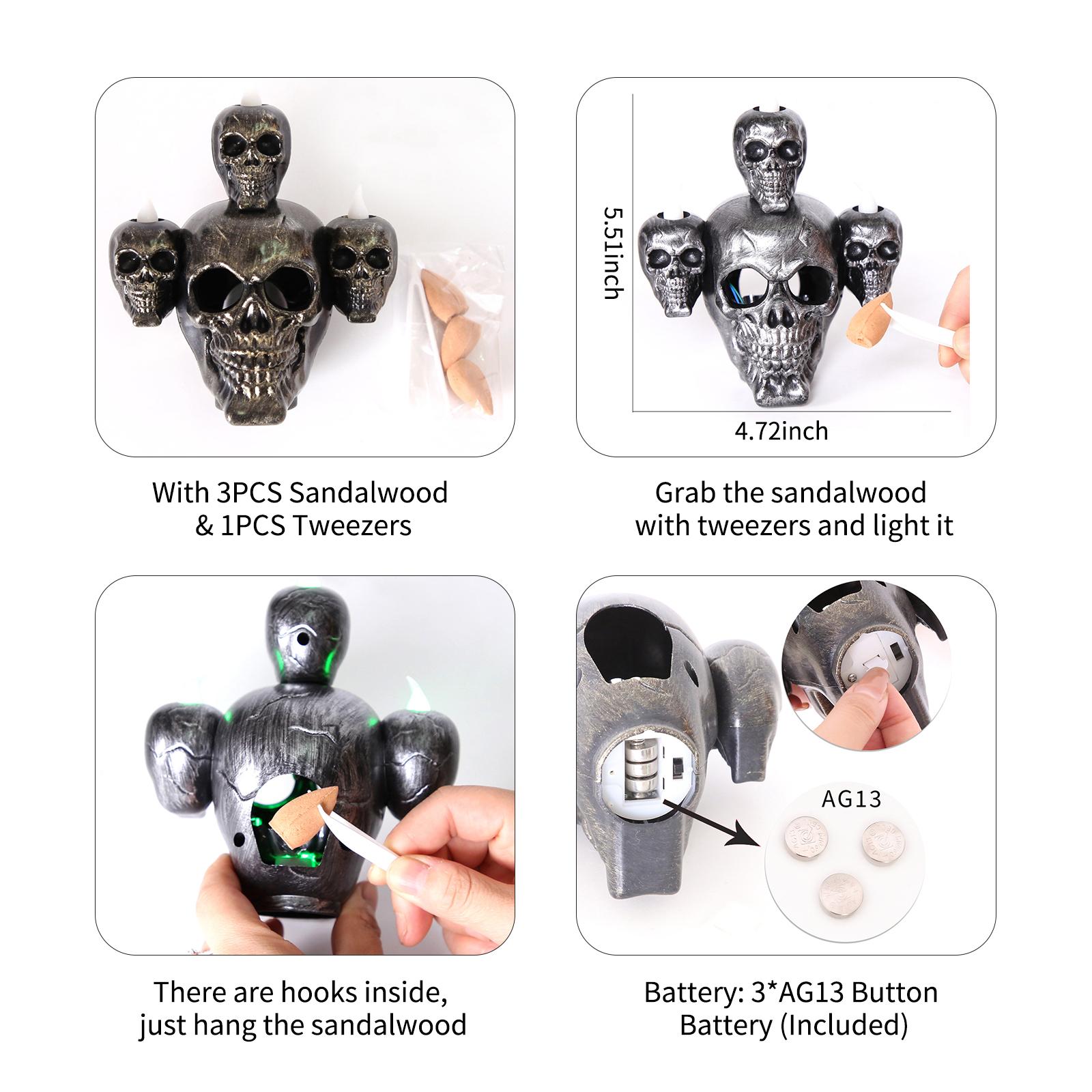 Đèn Led Đầu Lâu Trang Trí Halloween Có Khói