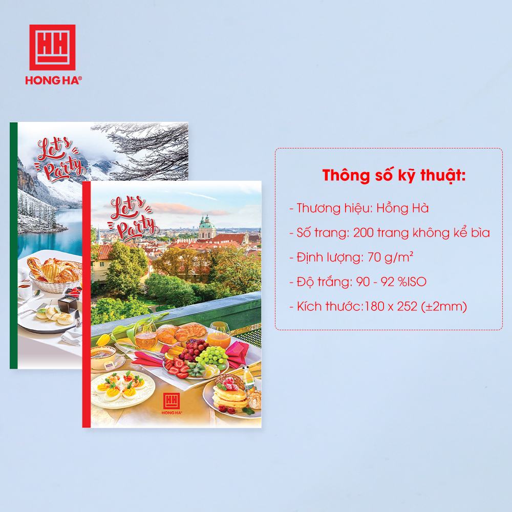 Vở kẻ ngang 200 trang Hồng Hà Let's Party 1426 - Giao màu ngẫu nhiên