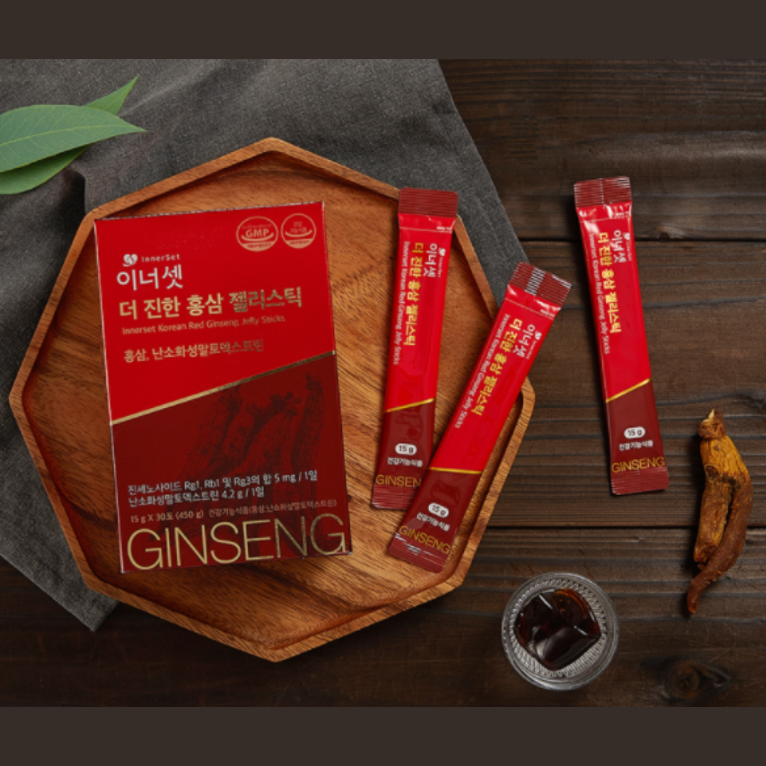 Thạch tinh chất hồng sâm 6 năm tuổi Hàn Quốc - Innerset Korean Red Ginseng Jelly Sticks 15g x 30 gói