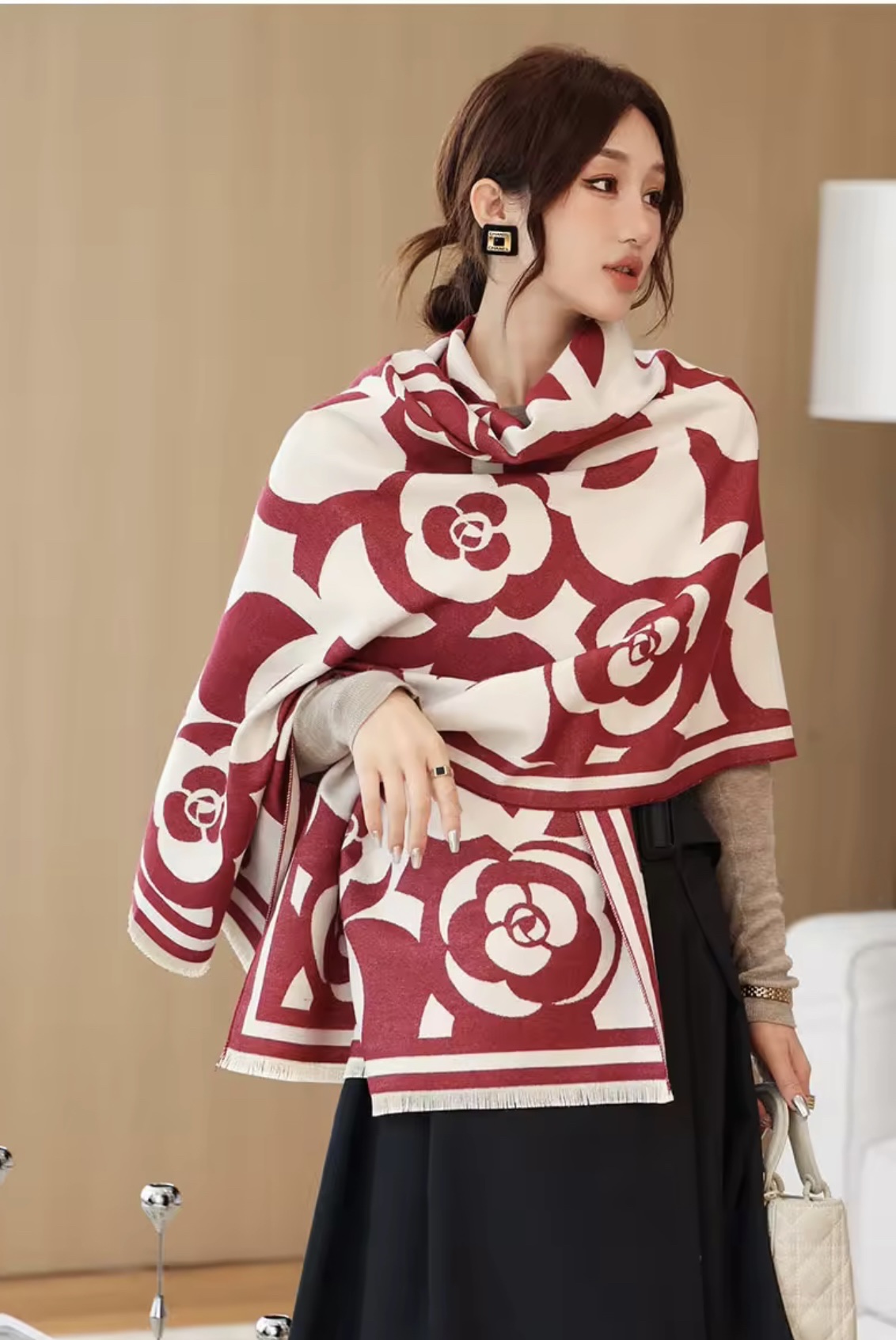 KHĂN QUÀNG CỔ KHĂN CHOÀNG CỔ HOA TRÀ SIÊU VIP SANG TRỌNG DÀNH CHO NỮ