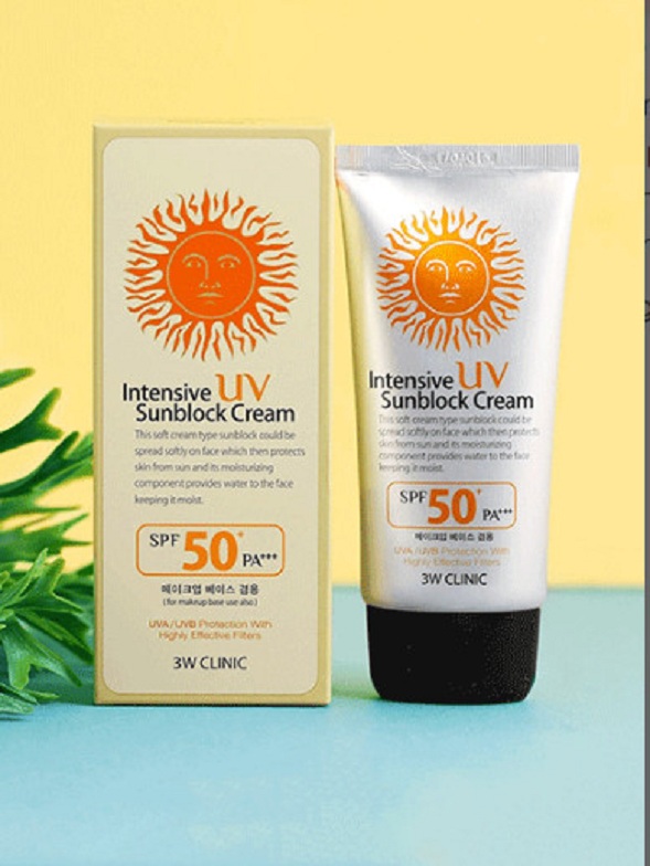 Kem chống nắng hoàn hảo 3W CLINIC INTENSIVE UV SUN BLOCK CREAM SPF 50+++