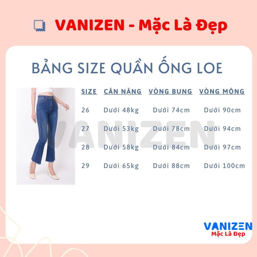 Quần jean nữ ống loe đẹp lưng cao cạp cao trơn hàng hiệu cao cấp mã 343 VANIZEN