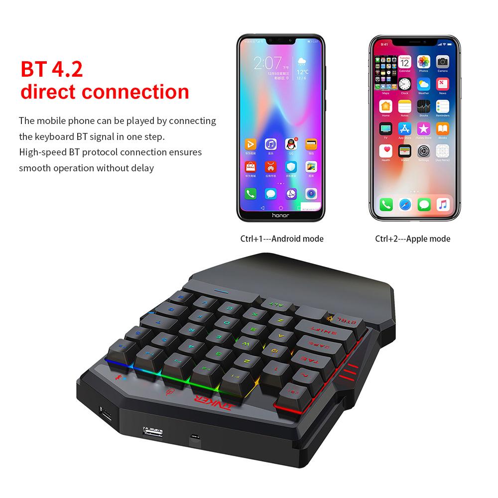 HXSJ K99 Ergonomic Keyboard and Mouse Combo One-handed Game Keyboard Mouse Set 35 Keys BT4.2 Wireless Keyboard + Wired