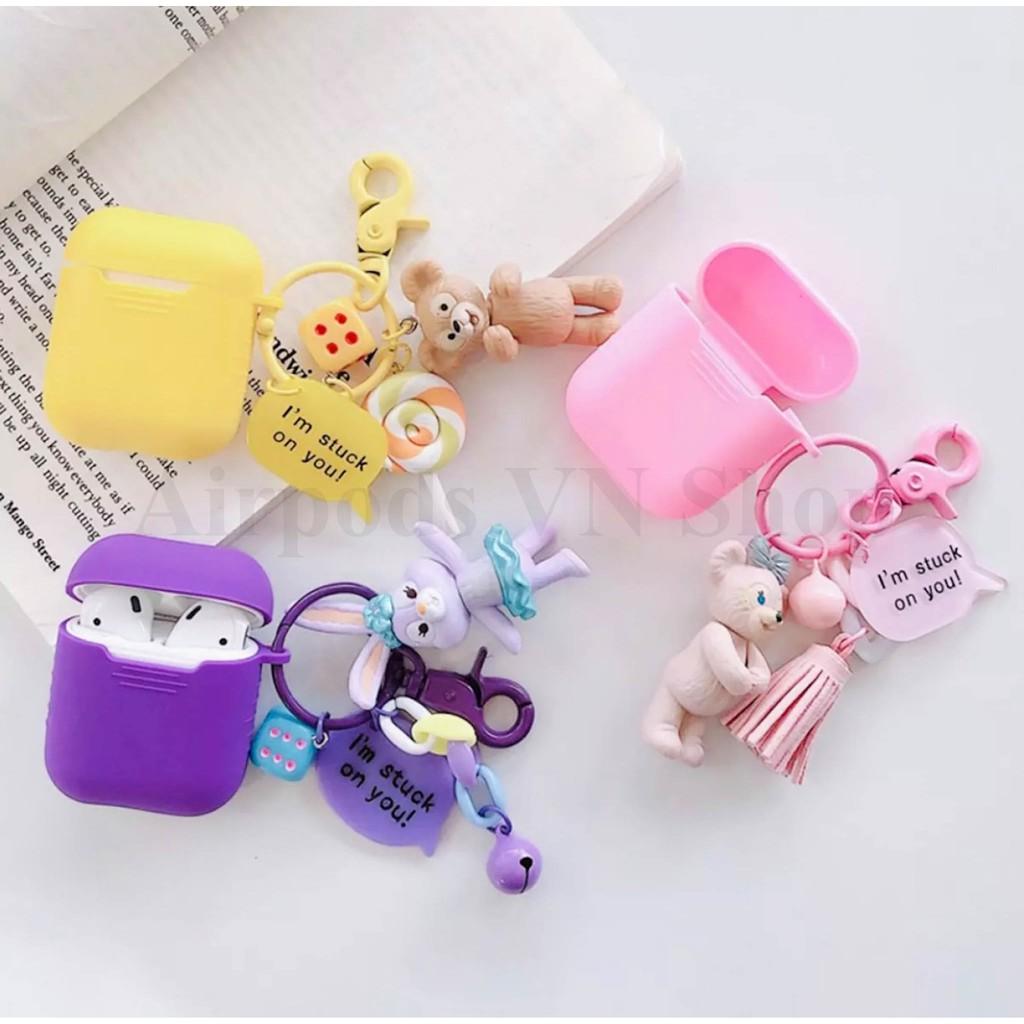 Bao Case Ốp dành cho Airpods 1/2, i11, i12... silicon móc thỏ ngọc, gấu kute cao cấp
