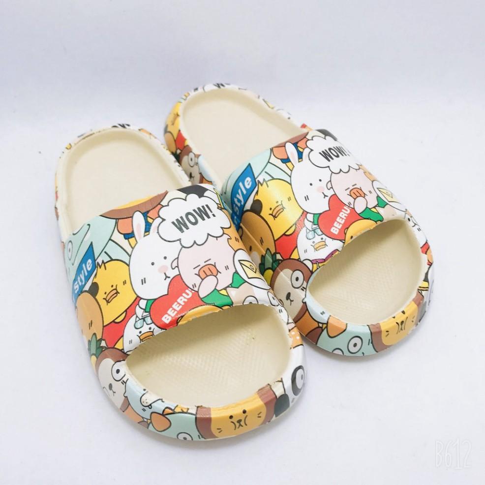 DÉP BÁNH MÌ HOẠ TIẾT HOAT HÌNH CUTE CHO BÉ VÀ NỮ - chất liệu tốt , mang êm chân , đế dày chống trơn trợt bền DT