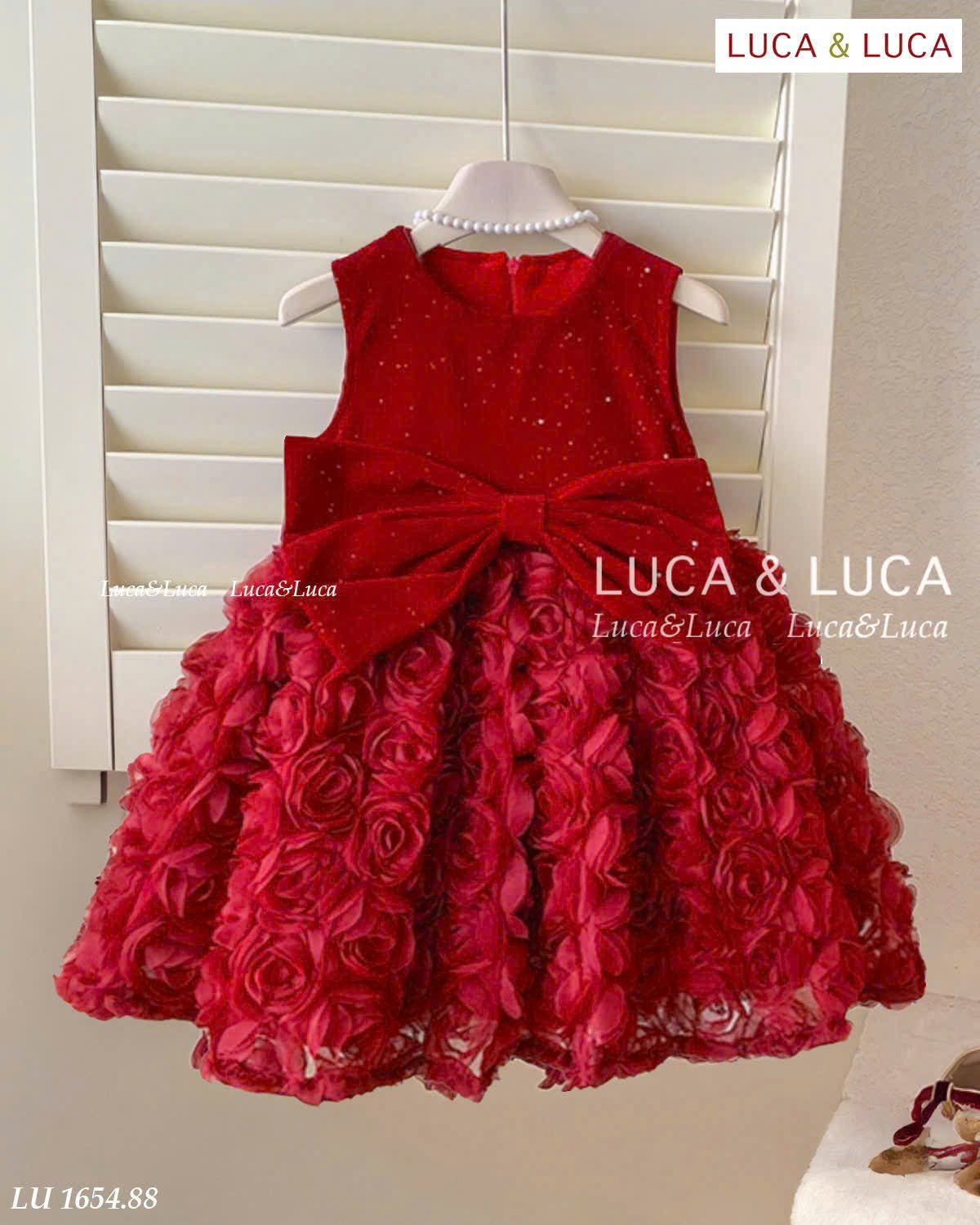 Đầm váy công chúa cho bé gái màu đỏ mặc lễ tết noel giáng sinh năm mới dự tiệc từ 10-40kg