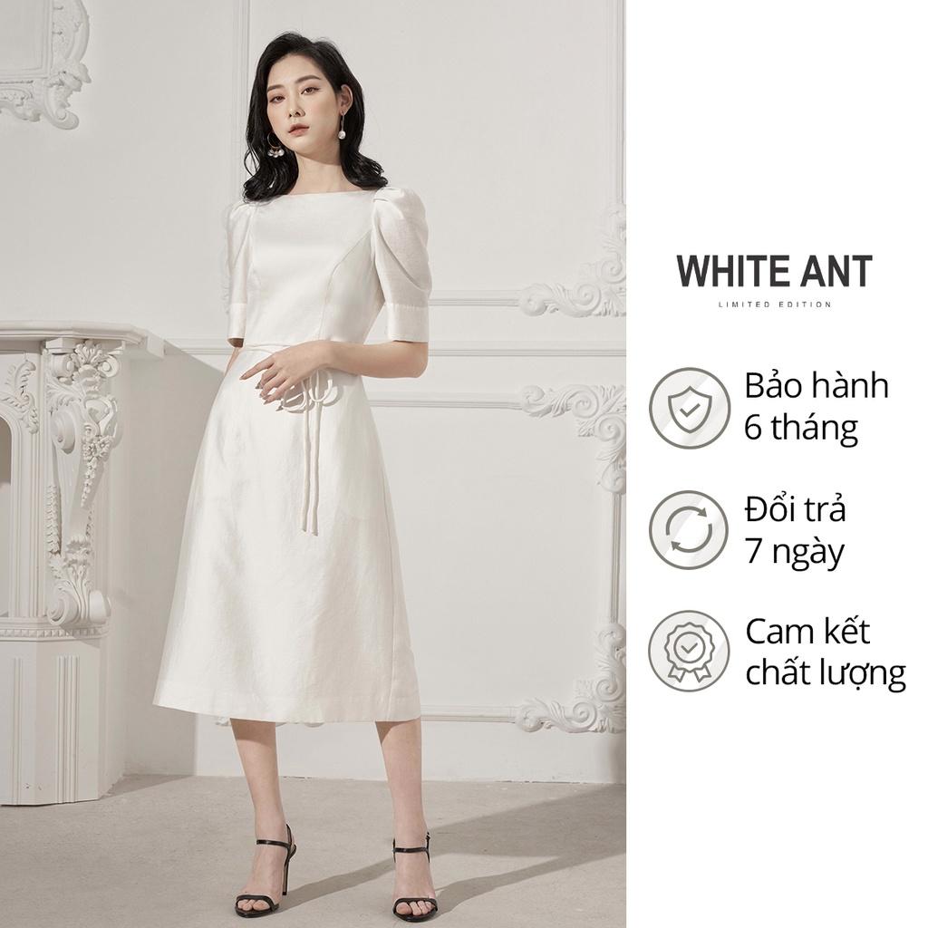 Đầm A cổ thuyền nữ dáng dài vải modal cao cấp White Ant