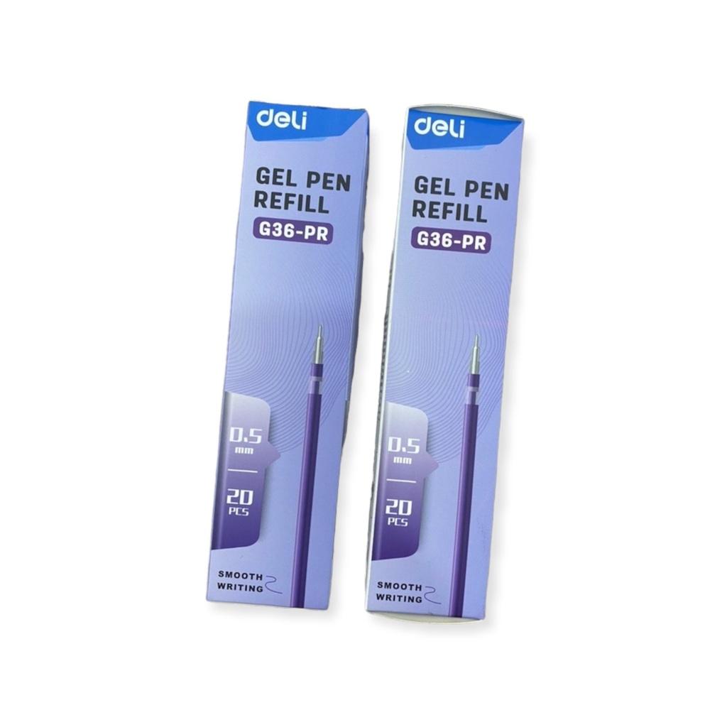 Ruột bút gel Deli G36-PR nét 0.5mm dài 13cm - Mực tím