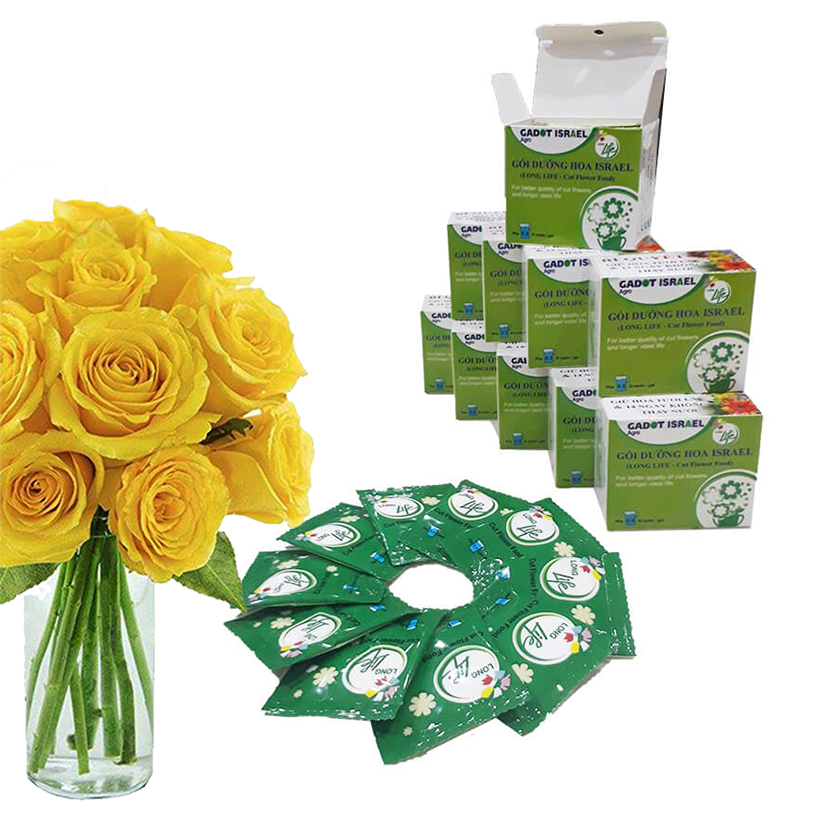 Bột Dưỡng Hoa Hồng Lâu Tàn giúp hoa luôn tươi mới, cánh hoa hồng cứng cáp gấp 2 lần và trong 14 ngày không thối nước hay cắt tỉa gốc hoa