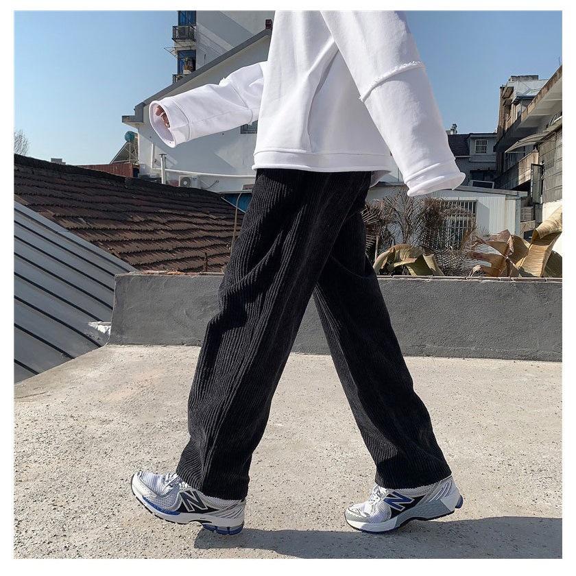 Quần nhung tăm ống suông rộng nam màu đen ghi nâu VNXK 01 pon.mens