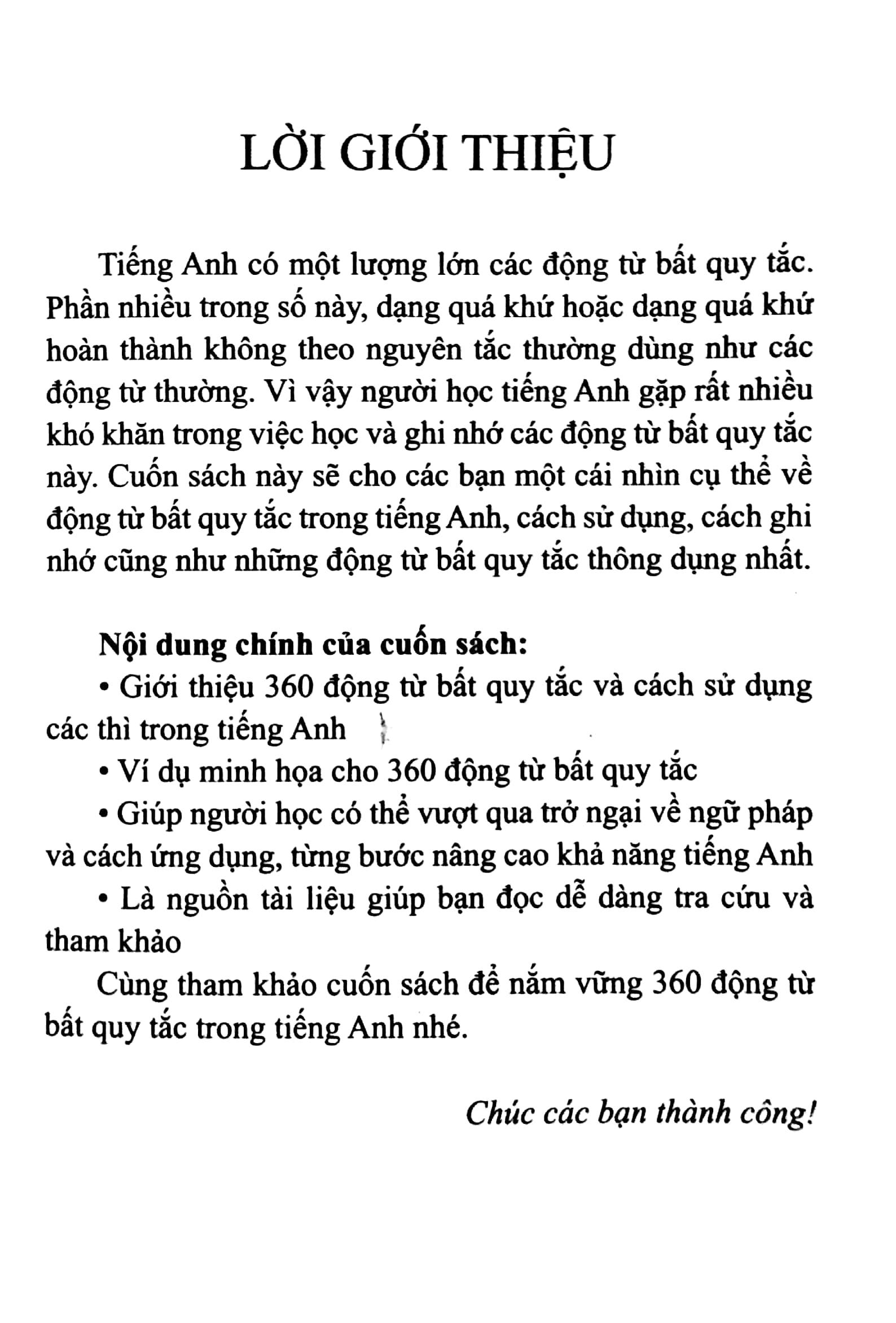 360 Động Từ Bất Quy Tắc Và Cách Dùng Các Thì Tiếng Anh (Tái Bản 2023)