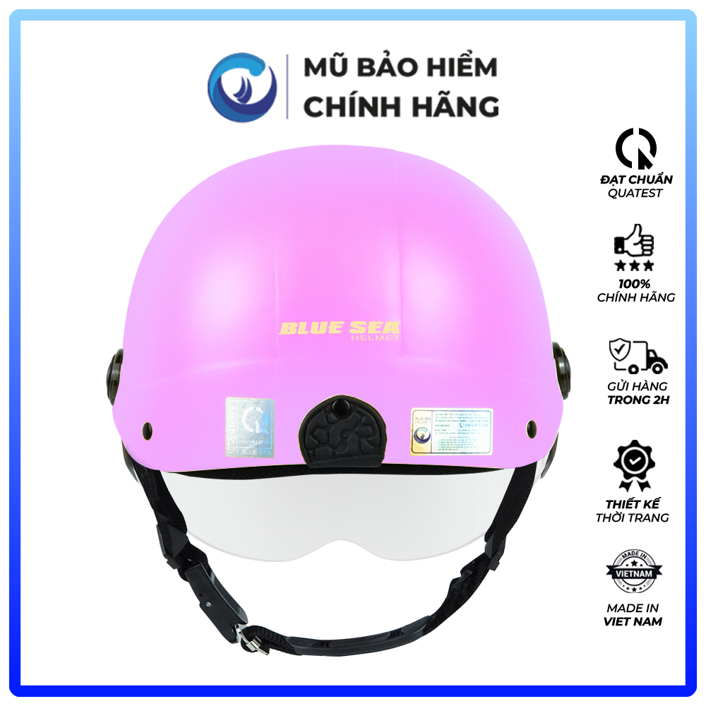 Mũ bảo hiểm 1/2 Nửa đầu BLUE SEA - A104K - FREESIZE - Nhựa ABS Nguyên sinh - Có kính cao cấp - Chính hãng