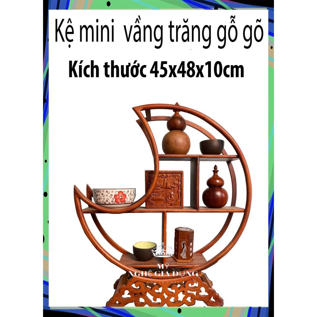 Kệ mini gia dụng gỗ gõ hình trăng khuyết