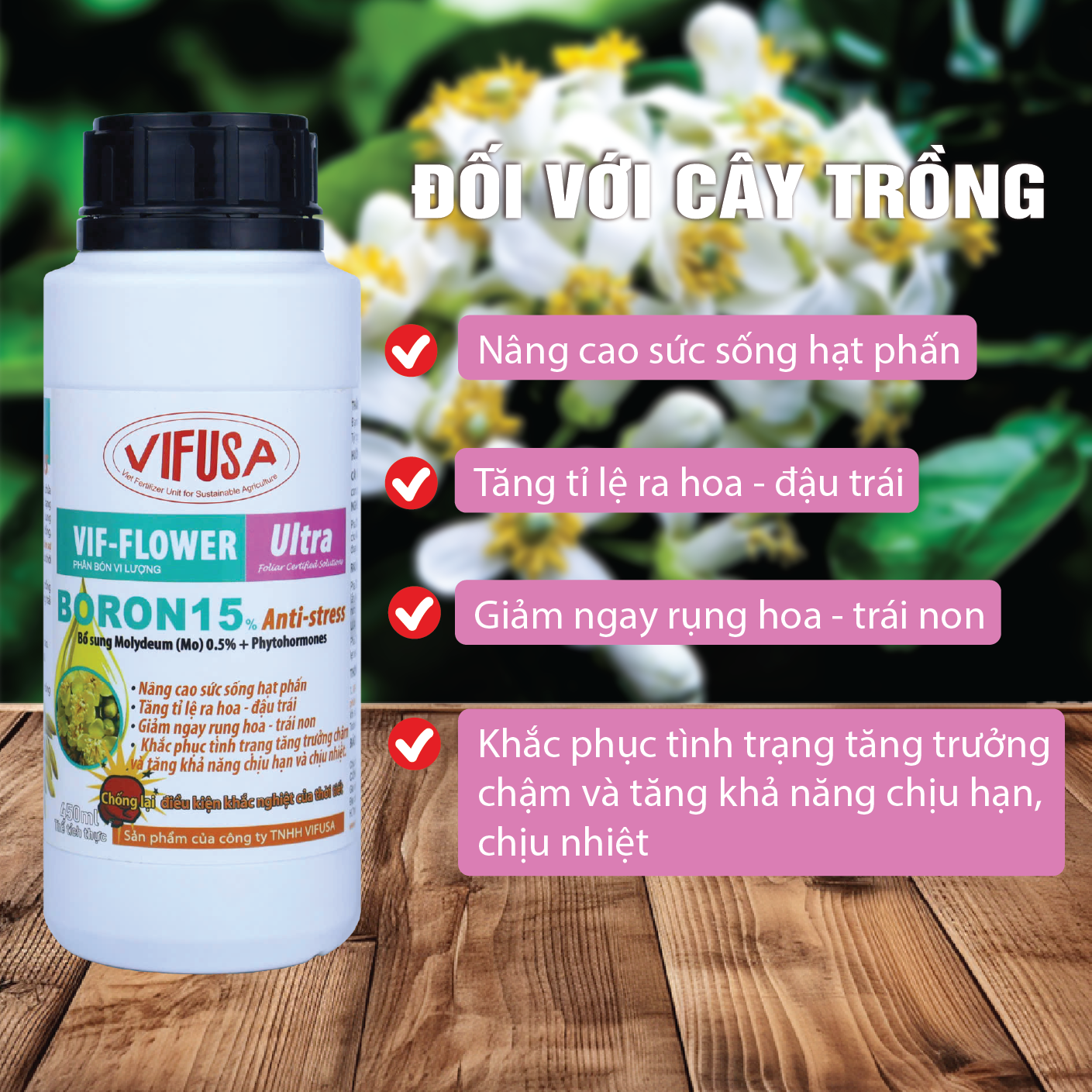 VIF-FLOWER Ultra - Phân bón Boron 15 chai 500ml