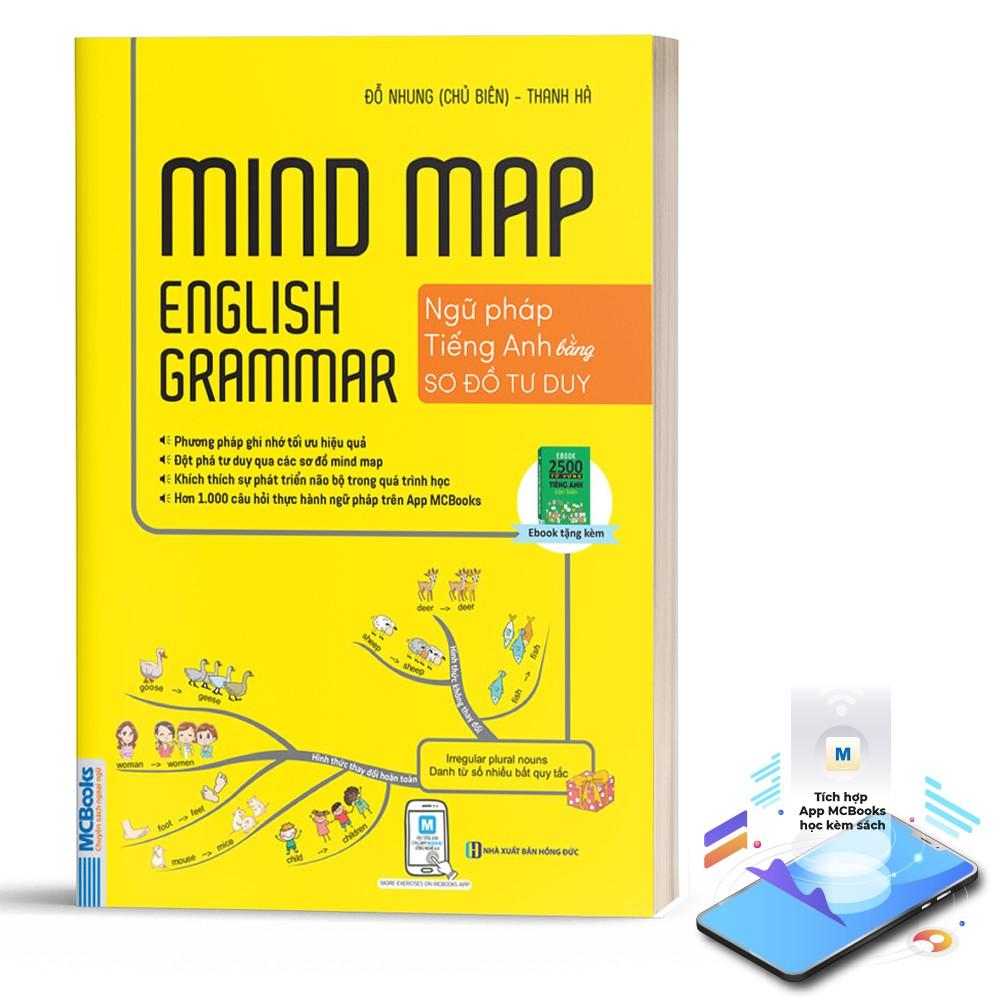 Sách - Mindmap English Grammar - Ngữ Pháp Tiếng Anh Bằng Sơ Đồ Tư Duy Cho Người Học Căn Bản - Học Kèm App ( tặng kèm bookmark sáng tạo )