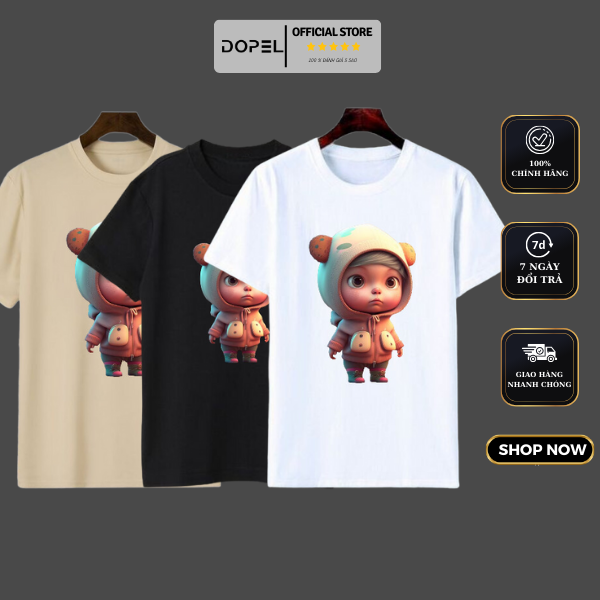 Áo Thun Nam Nữ Cổ Tròn, Áo Đôi, Áo Team Năng Động Trẻ Trung, Hình In 3d Sắc Nét, Tay Lỡ Trẻ Trung Và Thanh Lịch - DOPEL