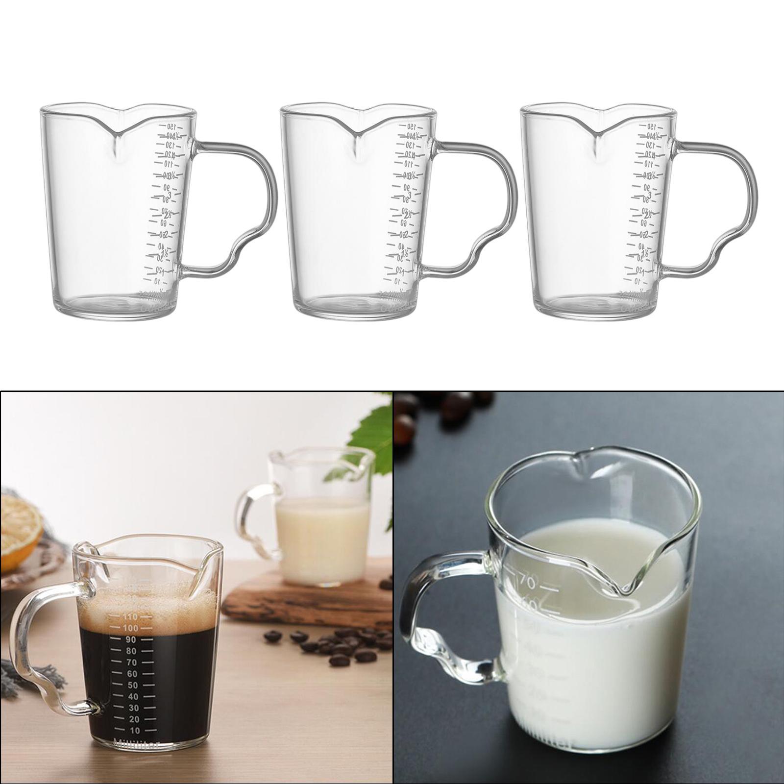 3pcs Espresso Glass Measuring Milk Cup Tea Cafe Drink Shaker Coffee Ounce Mug