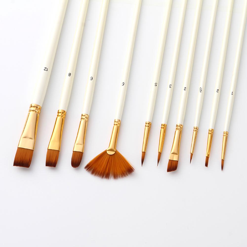 10 cái Bàn chải Sơn Nylon cho Nghệ sĩ Acrylic Aquarelle Bột màu Dầu màu nước