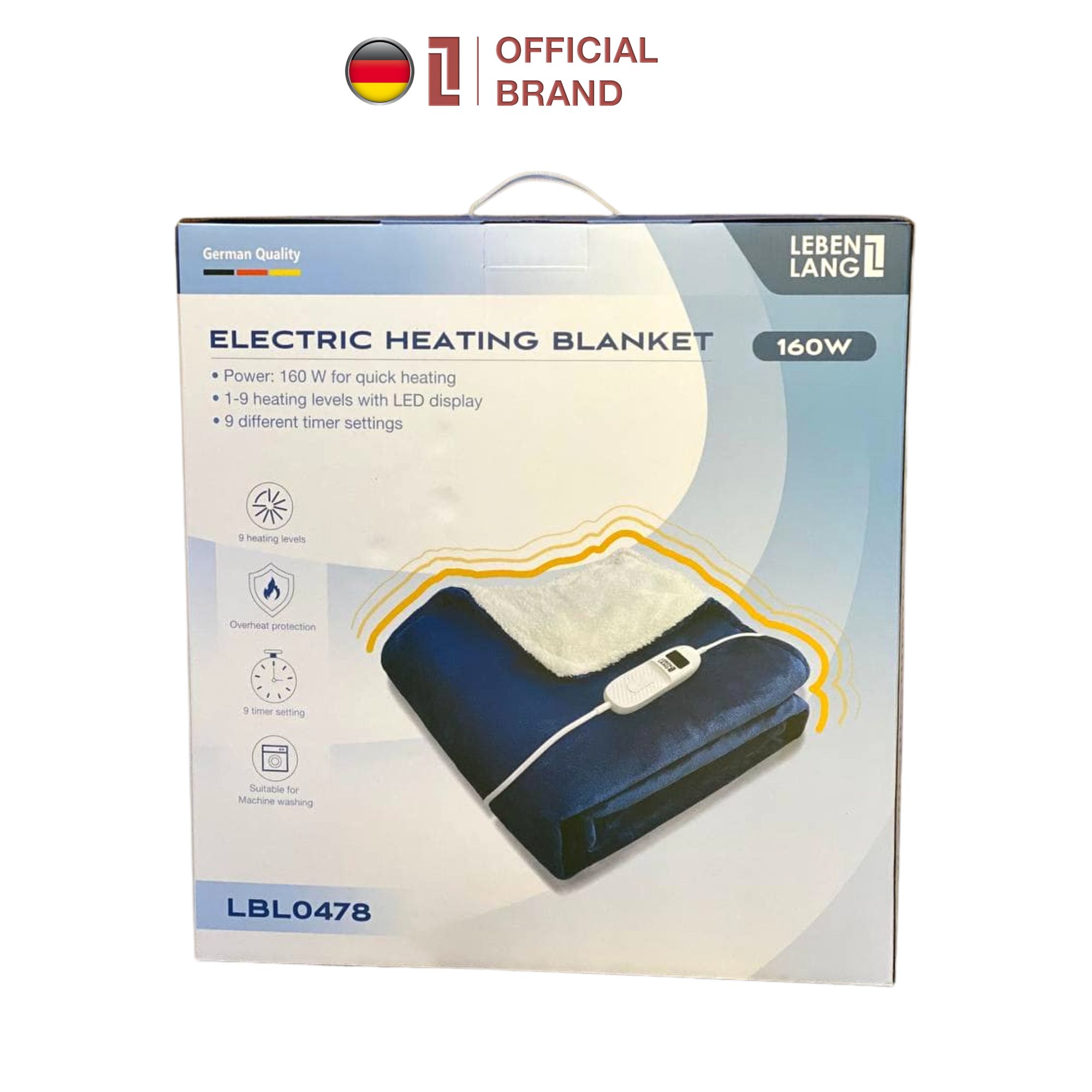 Chăn điện sưởi ấm Lebenlang LBL0478, đệm sưởi điện 160W, chất liệu lông thỏ 1m8x2m, 2 bảo hành - hàng chính hãng