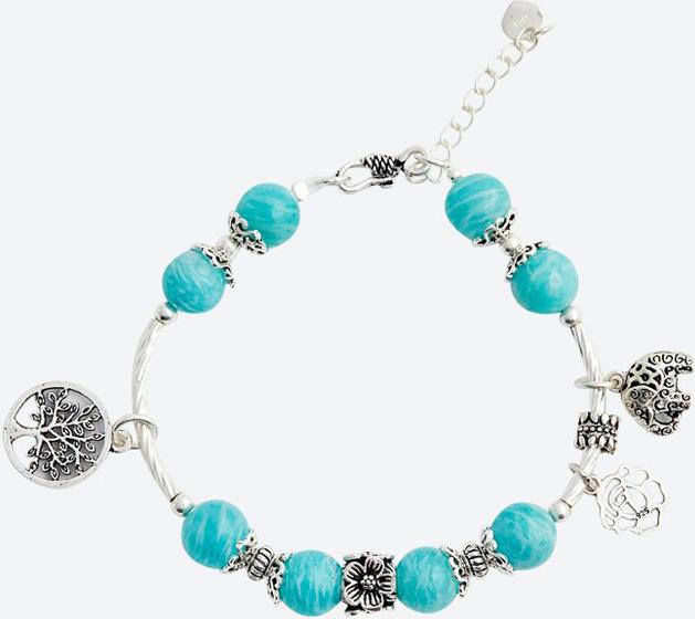 Vòng tay đá Amazonite charm voi bạc Ngọc Quý Gemstones