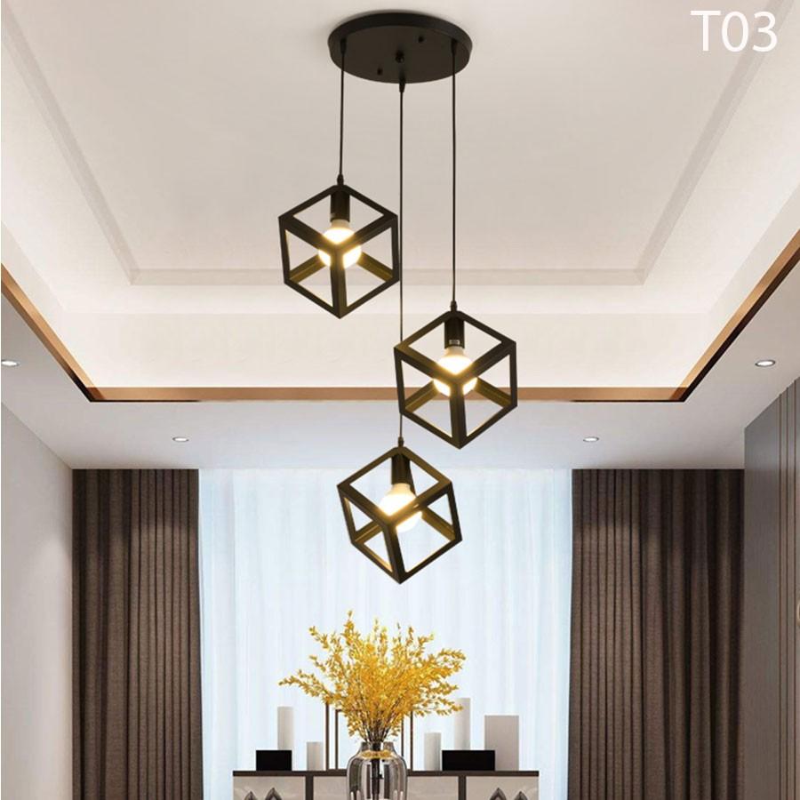 Đèn thả trần trang trí phòng ăn phòng khách , đèn thả trần đơn hình tam giác, hình vuông, hình bầu dục -T03