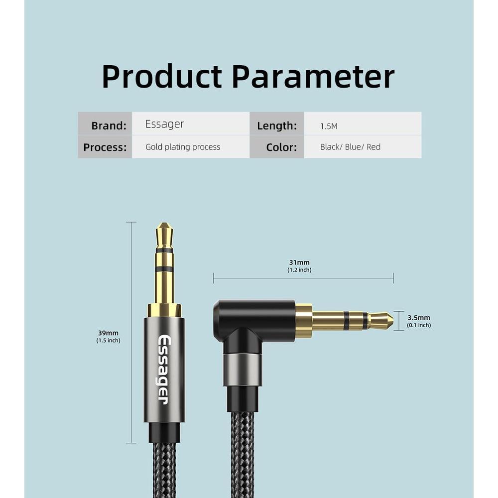 Dây cáp tai nghe Essager AUX giắc cắm 3.5mm HiFi cho loa/ tai nghe/ laptop