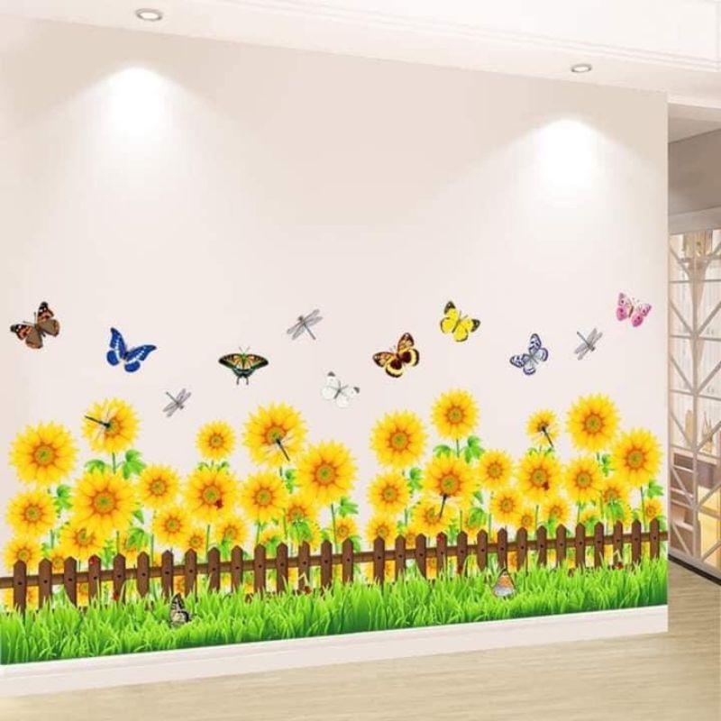 Decal dán chân tường hoa hướng dương 1