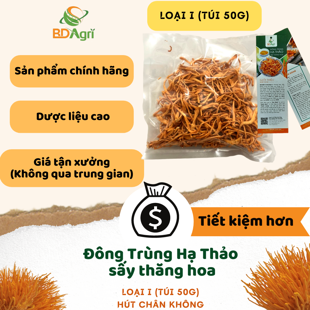 ĐÔNG TRÙNG HẠ THẢO BDAGRI SẤY THĂNG HOA CHẤT LƯỢNG