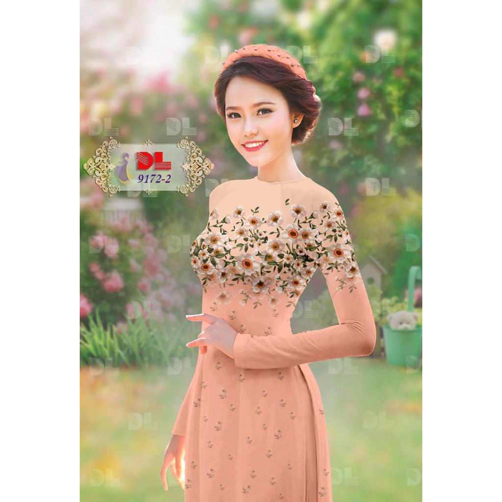 Vải may áo dài in họa tiết hoa DL9172