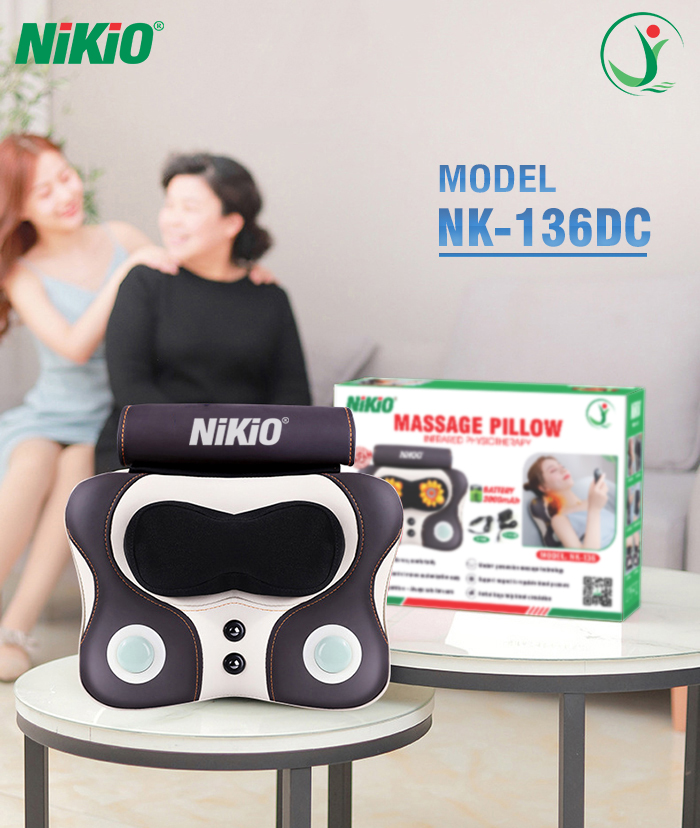 Máy Massage Đấm Bóp Cổ Vai Gáy Nikio NK-136DC - Xoa Bóp Con Lăn Kết Hợp Hồng Ngoại, Hỗ Trợ Mát Xa Lưng, Đùi, Tay, Giảm Đau Nhức Toàn Thân - Pin Sạc Không Dây Tiện Lợi