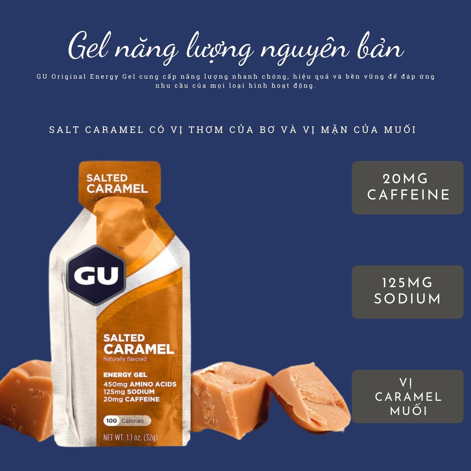 (Combo 3 Gói) Gu Gel Energy Vị Salted Caramel - Gel Năng Lượng Hỗ Trợ Đạp Xe Chạy Bộ