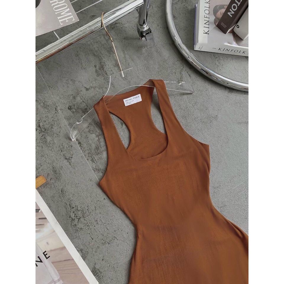 Đầm ôm body sọc,đầm xẻ tà tôn dáng Form FREESIZE, chất len gân đẹp