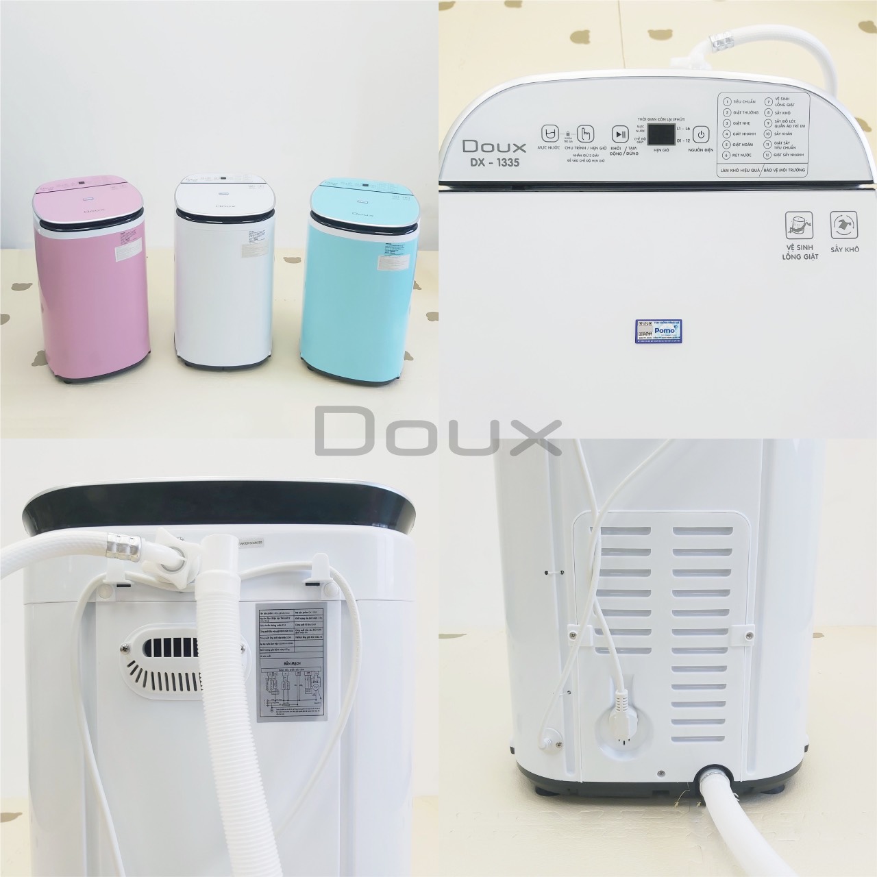 MÁY GIẶT SẤY MINI DOUX 12 CHỨC NĂNG LUX DX-1335 BẢN NÂNG CẤP 2023 CÓ CHỨC NĂNG SẤY HÀNG CHÍNH HÃNG