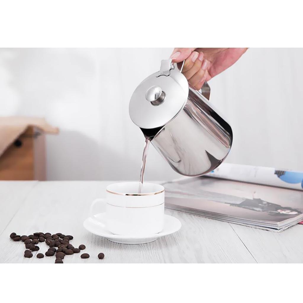 Stainless Coffee Pitcher Milk Frothing Jug Art Making 350ml+1L with Lid