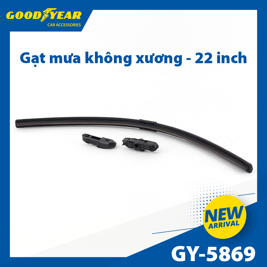 Gạt Mưa Không Xương GOODYEAR GY-5869 (22 Inch/550 mm) Chân Cài Đa Năng Lắp Được Nhiều Dòng Xe Đặc Biệt - Nhập Khẩu Chính Hãng