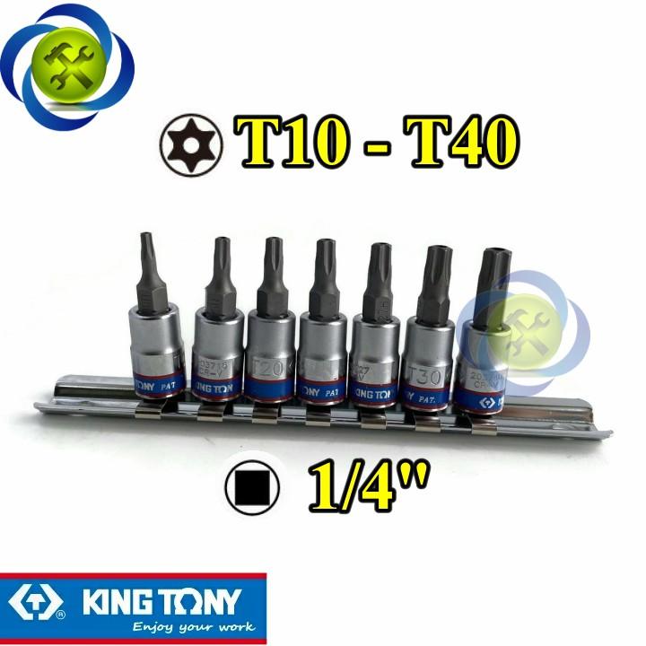 Bộ tuýp lục giác sao có lỗ Kingtony 2107PR loại 14 7 chi tiết