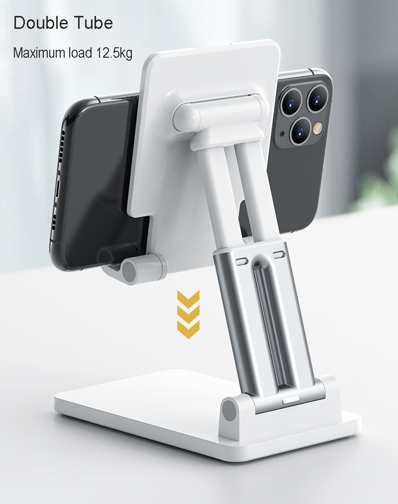 Double Tube Adjustable Desktop Tablet Mobile Phone Holder Stand for iPad iPhone Samsung Huawei Xiaomi Tablet Stand Holder