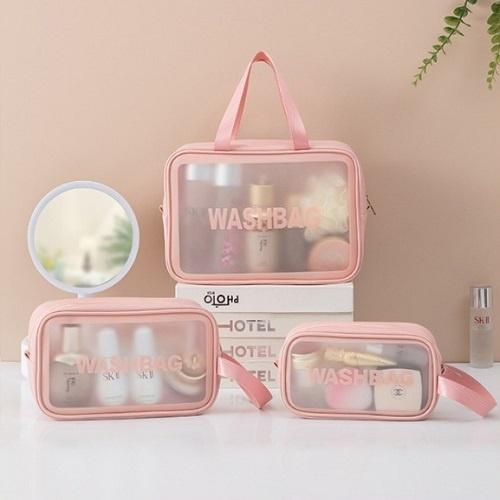 Set 3 Túi Đựng Mỹ Phẩm Du Lịch Đựng Đồ Trang Điểm Sang Trọng Washbag Trong Suốt Chống Nước Tiện Dụng